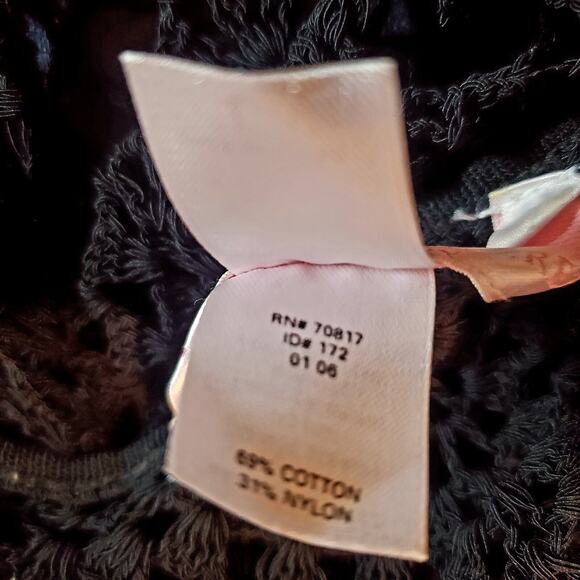 Victorias Secret Crochet Knit Black Fringe Cami Tank Top NWT Biker LGE.Boho New - Picture 11 of 12